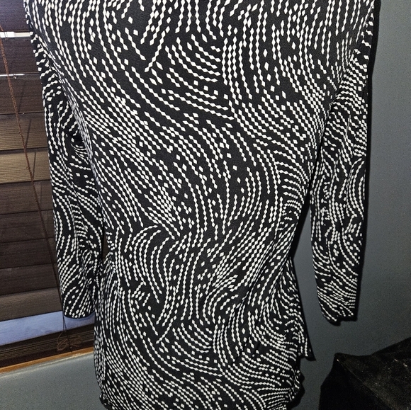 Nine West Womans 3/4 Sleeve Black/White Blouse Size L - Picture 6 of 12